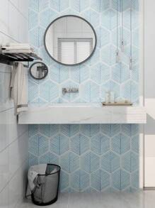 YUANYI 1 Roll 17.52in*39.37in Removable And Reusable Wallpaper, Self-Adhesive Vinyl Furniture Sticker, Waterproof Modern Geometric Green Striped Pattern, Suitable For Bathroom, Living Room, Bedroom And Kitchen Wall Decor, PVC Removable