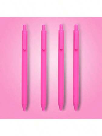 4 bolígrafos retráctiles rosa con tinta negra suave - perfecto para diarios y suministros de oficina