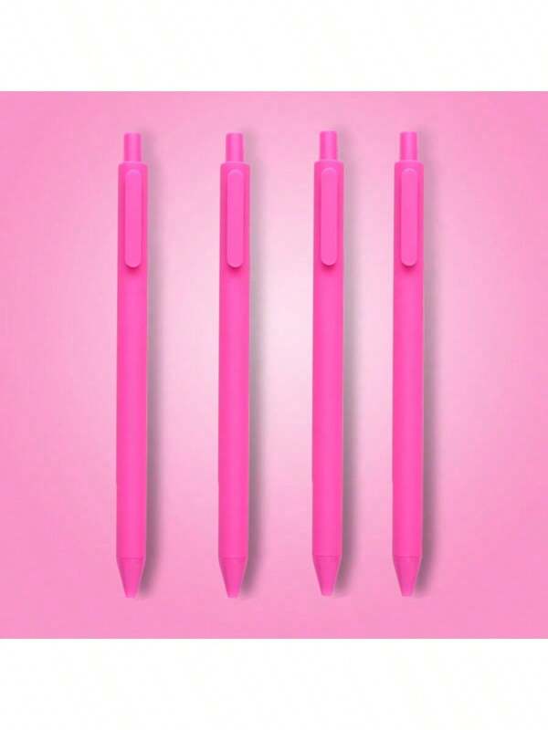 4 Pink Retractable Neutral Pens With Smooth Black Ink - Perfect For Diaries And Office Supplies Back To School