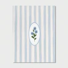 1PC Navy Blue Striped Floral Canvas Wall Art - Vintage Botanical Print Poster, Unframed, Ideal For Bedroom, Living Room, Home Office Decor - Perfect Gift For Friends And Family, Room Decor