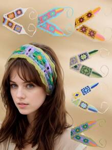 1 Stück neuer geknoteter kreuzförmiger gestrickter Damen-Stirnband, Paisley-Muster dehnbarer Stirnwärmer für Mädchen, einfarbiger Yoga-Sport-Fitness-weicher Haartuch-Stirnband-Turban-Stirnband-Schweißband