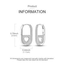 Elegant 925 Sterling Silver U-Shaped Heart Hoop Earrings - Shiny White Zirconia, Exquisite Luxury Jewelry Gifts For Women, Wedding Party - Sparkling U-shaped Earrings - View 4