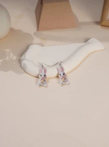 1 对 2D 平面亚克力耳环兔子吊坠首饰，适合送给女朋友的复活节礼物