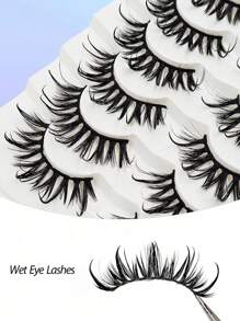 7 Pairs Asiteo 3D Wet Look False Eyelashes, Natural Curly & Thick Curly, Suitable For Cosplay, Cartoon Makeup, Reusable - Spiky Manga Lashes - View 5
