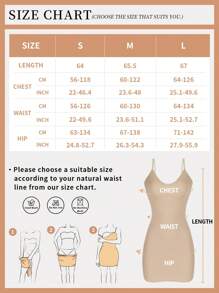 Women Shapewear Seamless Waist Slip Dress With Built-In Bra, Adjustable Shoulder Straps - Apricot - View 6