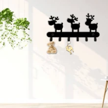 1pc Deer Key Hook, Wall Mounted Storage Rack, Metal Art Decorative Hook For Hanging Hats, Small Items, Entryway, Hallway, Best Gift - Black - View 4
