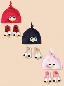 1 Set Bebé 0-1 Años Sombrero Cute Ojos Grandes Multicolor, Set de Sombrero y Calcetines de Bebé, Lindo Set de Calcetines Princesa y Gorro de Primavera/Verano para Uso Diario Recién Nacido