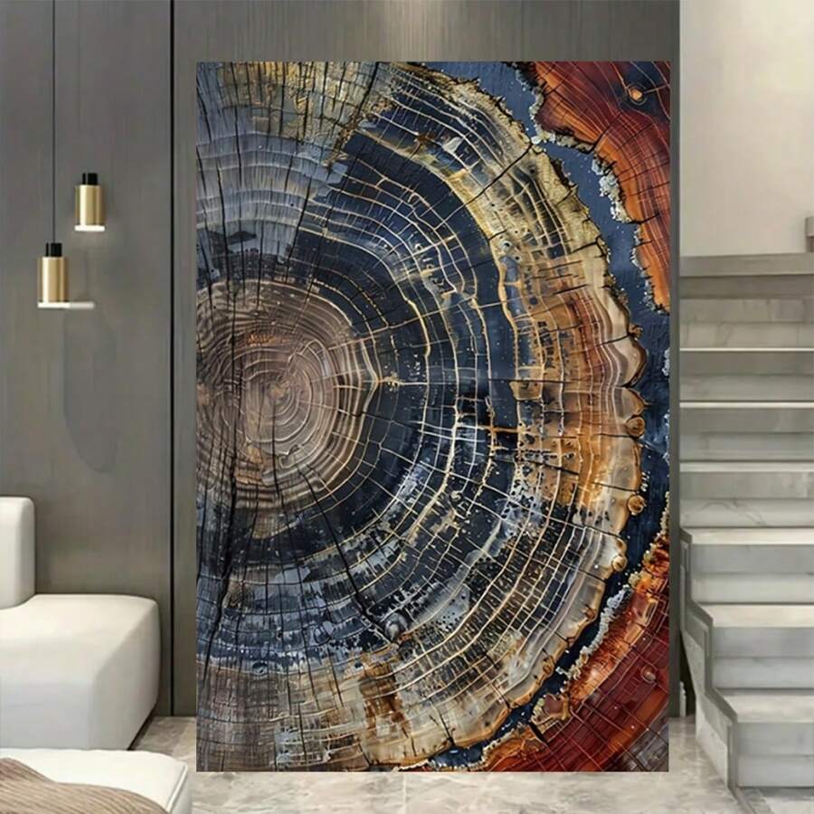 Framed Abstract Tree Ring Canvas Art Print - Modern Wall Decor, Colorful Swirl Pattern Poster For Living Room & Bedroom, Creative Home Decoration, High Quality Decorative Posters, Dormitory, Gym, Bar, Cafe, Arcade, Room Living Room Wall Decoration Painting, Perfect Gift - Framed - View 1