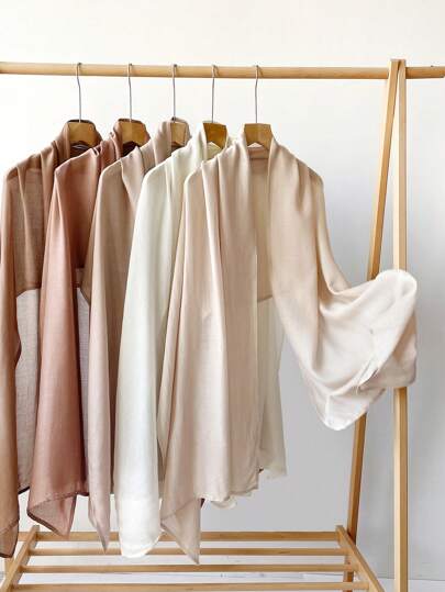 1 Pieza - Bufanda de lino, diseño simple de unicolor, chal ligero protector solar, sensación elegante a través de la frontera para mujer, pañuelo de gasa, bufanda larga, primavera/verano para vestir