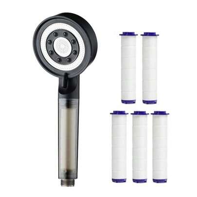 5-Mode Super Powerful Shower Head, High-Quality ABS Material, Built-In Filter Element Water Purification And Skin Care Shower Head, With 5 Extra Filters, High-Pressure Shower Head Replacement For Bathroom, RV, Boat, Outdoor, Travel Trailer And Camper, Booster Multi-Function Bathroom Shower Head, Hand Shower, Shower Head Bathroom Accessories Bathroom Tools
