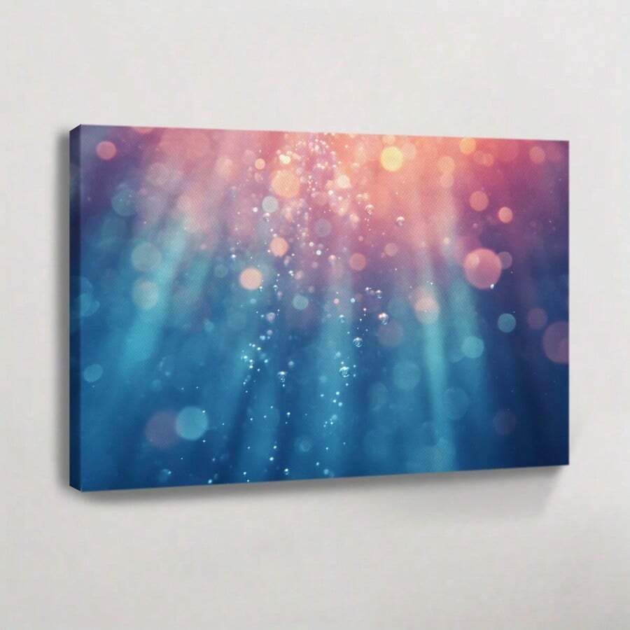 1 pieza, Fondo submarino abstracto con burbujas y rayos de luz, lienzo original, arte de pared, decoración de pared de sala de estar, dormitorio, baño, impresiones de arte de pared enmarcadas, cuadros colgantes, decoración del hogar, festivales. Home Deco 3