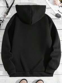 Ladies  Cartoon Duck Print Hooded Sweatshirt, Loose Casual Autumn And Winter Clothes Women - 黑與白 - 查看 2