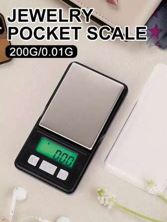 1 件 0.01g/200g 高精度称重专用多功能数字电子袖珍秤、珠宝秤、迷你不锈钢电子秤、黄金天平秤、便携式袖珍秤、药品珠宝电子秤、厨房秤。实用工具、厨房用品精细称量食品原料，用于茶、咖啡或珠宝称重，便于携带，由 AAA 电池供电。（不含电池）[畅销书]