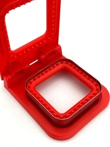 1 件不锈钢面包切片机、三明治切刀模具、吐司口袋面包工具、压花吐司切刀、红色方形、绿色圆形 - 紅色 - 查看 5