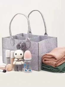 1pc Felt Diaper Caddy Baby Diaper Organizer Storage Container - Grey - View 4