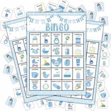 37 件/套婴儿洗礼宾果游戏卡、婴儿洗澡游戏卡、性别揭晓派对游戏用品装饰品、24 人宾果游戏 - 彩色 - 查看 14