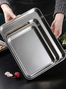 1/3 件不锈钢矩形咖啡厅托盘、小吃甜点蛋糕展示盘