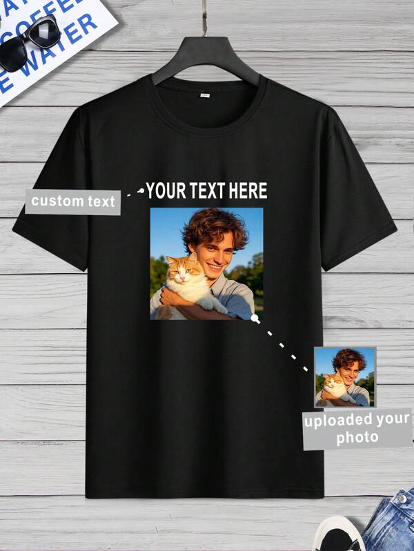 Camiseta personalizada, estilo novio, moda casual masculina, diseño personalizado - agrega tu propio texto y gráficos, ropa de hombre estilo novio, cómoda, casual, sencilla y con estilo, regalo ideal para novio, familia, amigos, festividades