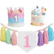 彩色雏菊1岁生日高脚椅横幅、雏菊花生日帽、1岁生日派对帽、雏菊流苏花环、波西米亚派对背景装饰、生日派对装饰、马卡龙主题派对用品 - 馬卡龍色 - 查看 12