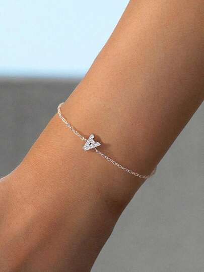 1pc Delicate Letter A-Z Bracelet 925 Silver Women's Jewelry, Stylish And Popular, Can Be Used For Daily Life, Dating, Birthday Gift, Girlfriend Gift