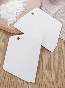 1pc White Plastic Portable Thick Slicing Scraper Pho Stainless Steel Icing Spatula, Trapezoid Baking Tool, Available In Large, Medium And Small Sizes, Suitable For Kitchen, Bakery, Baking