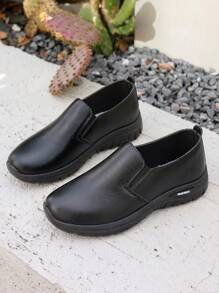 New Women's Black Casual Slip-On Loafers, Comfortable Soft Sole Lightweight Sneakers, Minimalist Fashion, Suitable For Commuting And Office Wear, Lightweight And Comfortable For Long Standing, Versatile Casual Work Shoes