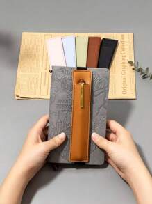 1 件复古皮革铅笔盒，配有固定书籍和笔记本的带子，多功能铅笔袋，便携式牛皮笔袋