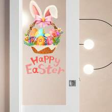 1PC Easter Bunny Window Stickers Cartoon Cute Animals Rabbit Wall Stickers For Bathroom Door Decoration Wallpaper Living Room Wall Decals DIY Bathroom Decor Summer