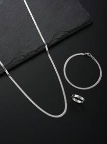 9 Pcs/3 Pcs/2 Pcs Fashionable Punk Retro Stainless Steel Necklace Bracelet Ring Jewelry Set For Men, Birthday Holiday Date Party Festival Gift, Versatile Daily Accessory