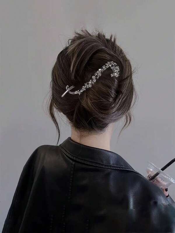 1pc Fashionable & Elegant Crystal Twist Hair Clip, Rave Accessories, Claw Clips, Hair Claws, Hair Slide, Hair Barrettes, Clips For Hair, Looks Of Party