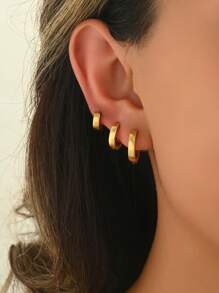 Set de 6 aros de aro de acero inoxidable de calidad premium y minimalista