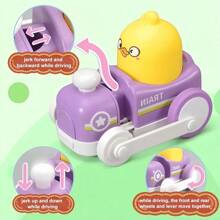 惯性卡通火车队玩具套装玩具卡车汽车，适合1-3岁男孩，婴儿车玩具6-12-18个月，1-2岁汽车玩具，适合1岁男孩和女孩的圣诞节和生日礼物 - 彩色 - 查看 5