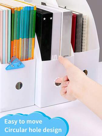 1pc White Simple DIY Desktop Bookshelf, Foldable Single-Column Desktop Book Stand, Transparent File Rack, Single-Column Frame, Dorm Storage Organizer Bookcase