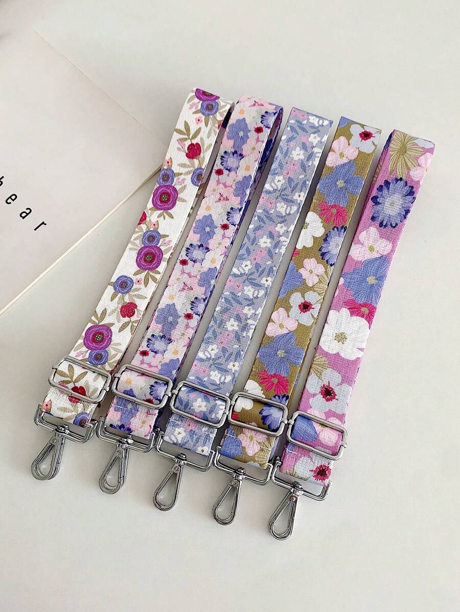 Fashionable Bohemian Style Pastoral Style Flower Pattern Bag Shoulder Strap Women's Bag Strap Replaceable Adjustable Separate Strap Suitable For Crossbody Bags Canvas Bag Shoulder Bag Women's Bag DIY Bag Accessories Golden Hook 70-135CM Bag Strap Pink Cute Style Shoulder Strap - Multicolor - View 1