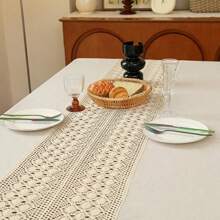 Toalha de mesa simples de crochê retrô rural, borla oca de penas de pássaros estilo country, tecido de malha, toalha de mesa quadrada de patchwork de renda, adequada para penteadeiras, banquetes, casamentos, decoração de casa, toalha de mesa decorativa de piano