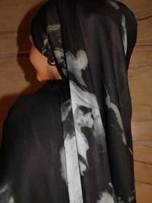 1 pièce Foulard en mousseline de soie imprimé à l'aquarelle pour femmes, foulard imprimé convenant pour la vie quotidienne et la décoration de voyage