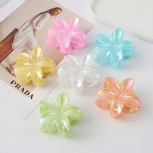 1pc Iridescent Daisy Flower Hair Claw Clip, Colorful Floral Oval Leather Texture Flat Hair Accessory, Ponytail Hair Claw Clip Hair Clips Hair Jaw Clip Hair Clamps Hair Clutch Hair Catcher Clip