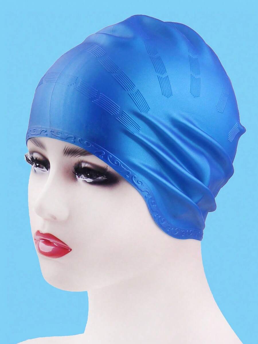 SHENYU Mũ bơi đơn giản bằng silicon có bảo vệ tai, ngăn nước vào tai - Màu xanh nhạt - Xem 1