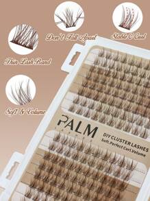 PALM LASHES 320/288 Stücke braune Wimpern, braune Wimpernbüschel C-Locke, Sonnenblumen Einzelwimpernbüschel 8-11mm gemischt, DIY-Wimpernbüschel, weiche Volumen Einzelwimpernverlängerungen, leicht anzubringende Büschelwimpern - Hellbraun - C - Übersicht 2
