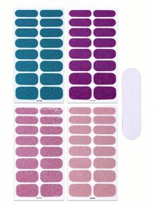64 - Piece Nail Art ! Winter Pink Glitter Self - Adhesive Nail Polish Strips, Perfect For DIY Home Nail Art, A Must - Have Set For Women