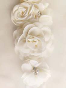 1 buc centură cu flori 3D în talie, evantaie rochie de mireasă, petrecere domnișoare de onoare, centură florală din satin de maternitate, accesoriu pentru costum fotografic