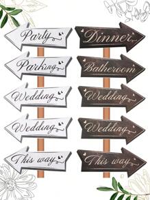 10pcs Wedding Directional Road Sign Party Decorations, Wedding Paper Signs For Wedding Theme Party Supplies, Waterproof Large Wedding Sign With Stakes, Wedding Direction Signpost Wedding Direction Arrow Courtyard Sign, Wedding Party Room Wall Background Decoration, Wedding Sign Cutouts, Wedding Season Party Supplies