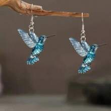1 Pair Fashionable Bohemian Style Colorful Acrylic Hummingbird Earrings For Women, With Stainless Steel Ear Studs, Suitable For Casual Wear, Creative And Unique Party Gift, Ramadan/Mother's Day Present