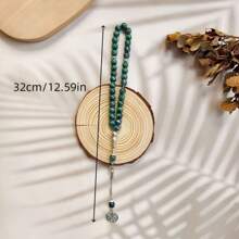 1 pieza Brazalete TASBIH de 33 cuentas de 10 mm de cuentas de vidrio verde en un solo hilo, para uso diario árabe