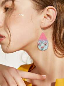 24pcs/Set Bohemian Style Water Drop Flower Pendant Earrings, Fashion Jewelry Set For Women & Girls, Daily Wear & Gift