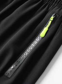 Pantalones cortos deportivos tipo novio con estampado gráfico de letra para hombres, pantalones cortos de gimnasio, pantalones cortos tipo jogger con bolsillo con cremallera y cordón en la cintura para entrenamientos, correr, gimnasio en verano