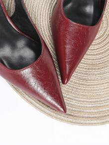 Fall/Winter 2025 Women's Red Angora 4cm Kitten Heel Slip-On Party High Heels Dress Pumps, Elegant,Pointed Heels - Red - View 6