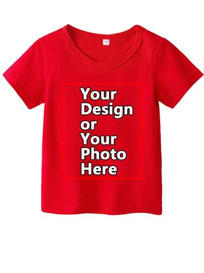 Customized T-Shirt For Young Boy, Suitable For Spring, Summer, Autumn, Can Print Your Family Members Photos, Pets Photos, Life Photos, Memorable Photos