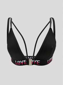 1pc Front-Closure Plus Size Wireless Women Bra - Black - View 8