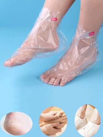 [100/200/300/500/600/800/1000 piezas] Mascarilla desechable para los pies, hidratante, anti-grietas, calcetines para el cuidado de los pies, mascarilla transparente de plástico para las manos, remojo de pies, cubrezapatos protectores, mangas para terapia de pies impermeables